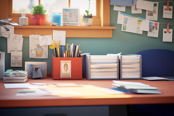 Wall Mural - desk with books