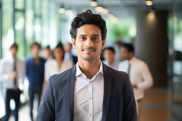 Canvas Print - young indian businessman standing at office