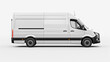 © Sudarshana - Vehicle branding mockup image with white color delivery van, empty plain color in white background for editing