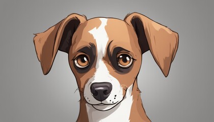 Wall Mural - A brown and white dog with big eyes