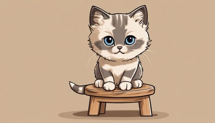 Wall Mural - A kitten sitting on a stool