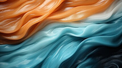 Canvas Print - A mesmerizing blend of teal and fabric creates a stunning swirl of blue and orange, evoking a sense of movement and harmony