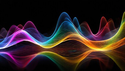 Wall Mural - colored sound wave on black background