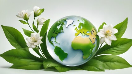 earth in the middle of flower,Earth day concept. Earth day vector illustration for poster, banner, print, web.