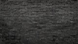 Fototapeta Nowy Jork - dark brick wall texture background pattern wall brick surface texture brickwork painted of black color interior old clean concrete grid uneven