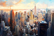 oil painting on canvas, lanscape of New York City, USA.