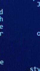 Blue screen of computer programming. A programming language. Vertical video