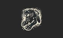 Panther Jump Angry Vector Illustration Mascot Design