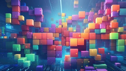 Wall Mural - abstract background of Tetris Block Theme