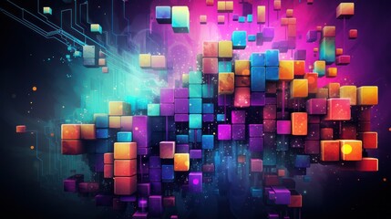 Wall Mural - abstract background of Tetris Block Theme