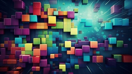 Wall Mural - abstract background of Tetris Block Theme