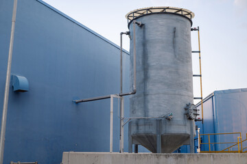 sodium hypochlorite tank on the electro chlorination plant. The photo is suitable to use for industry background photography, power plant poster and maintenance content media.