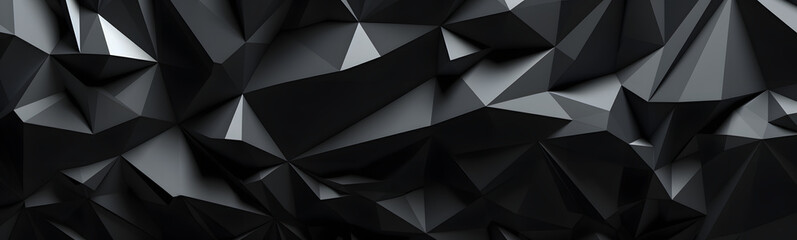 Wall Mural - Abstract black metal geometric triangles background 3d illustration. Low poly abstract triangles