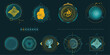 Circular vector infographic elements for sci-fi interface.