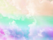 © Topfotolia - beauty abstract sweet pastel soft green and orange with fluffy clouds on sky. multi color rainbow image. fantasy growing light