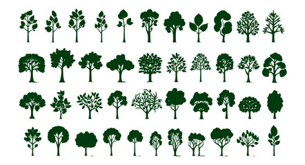 Wall Mural - set of green graphic trees elements, Architecture and Landscape Design: Vector Illustration of Green Tree Elements, for Drawing Natural Icons and Symbolism in Project,  Environment, Nature, garden