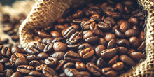 Bulk Organic Coffee Beans In Burlap Sack From Fair Trade Harvest