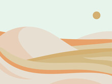 Flat Vector Illustration Of A Minimalist Desert Landscape