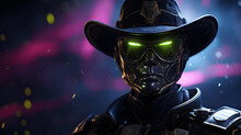 A Mysterious Cowboy With Piercing Glowing Eyes