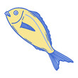 svg sea fish doodle element set