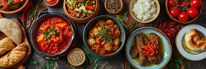 Assortment of Russian traditional dishes. Russian food