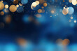 Festive background with highlights and sparkles, blue background and yellow highlights. AI generative.