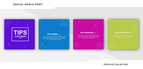Tips social media tutorial, tips, post banner layout template background design element