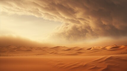 Poster -  a desert landscape with sand dunes and a large storm cloud in the sky over the top of the sand dunes.