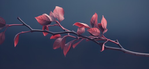 Wall Mural - close up red leaves branch with sunlight and bokeh, peaceful Autumn and fall season foliage wallpaper background, Generative Ai