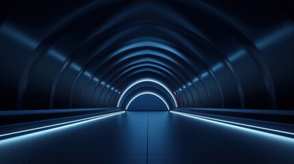 Wall Mural -  a very long tunnel with a very bright light at the end of one of the tunnel is a blue light at the end of the tunnel.