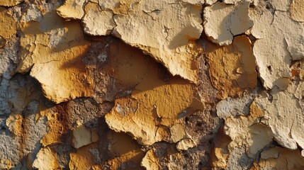 Canvas Print - A detailed view of peeling paint on a wall. This image can be used for backgrounds, textures, or as a metaphor for decay and aging