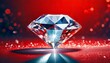 Dazzling diamond on red background 
