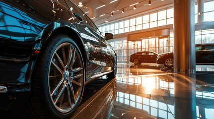 Wall Mural - panoramic view of a beautiful modern car showroom