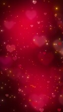 valentines day hearts and bokeh red  vertical 4k motion background, love and passion 14 February and anniversary  social media design element