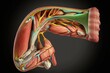 3D illustration of the anatomy of the flexor digitorum profundus muscle for medical purposes. Generative AI