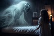 Frightening Apparition Haunting a Young Girl. Generative ai