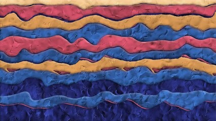 Wall Mural - wavy lines claymation animation 4k loop features wavy lines moving across the screen in a claymation
