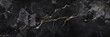 Panoramic dark gray marble banner abstract stone background. Close-up stone texture. Black rock grunge backdrop with copy space