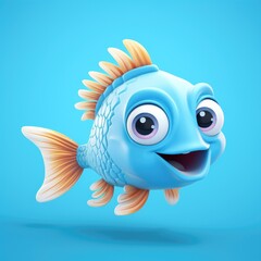 Poster - Cute Cartoon Fish Character with Big Eyes 