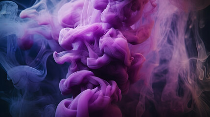 Aufkleber - Cloud of smoke on black background. A blue, purple smoke swirls in the air against a black background.