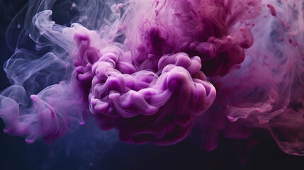 Aufkleber - Cloud of smoke on black background. A blue, purple smoke swirls in the air against a black background.