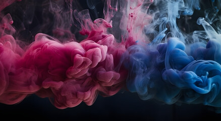 Aufkleber - Cloud of smoke on black background. A blue, purple smoke swirls in the air against a black background.