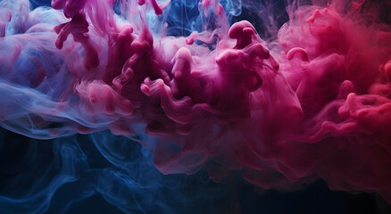 Aufkleber - Cloud of smoke on black background. A blue, purple smoke swirls in the air against a black background.