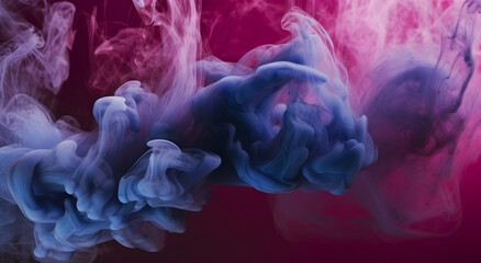 Aufkleber - Cloud of smoke on black background. A blue, purple smoke swirls in the air against a black background.