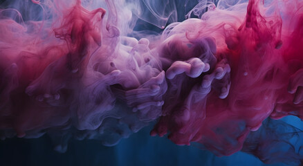 Aufkleber - Cloud of smoke on black background. A blue, purple smoke swirls in the air against a black background.
