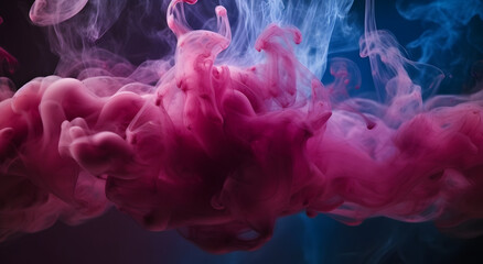 Aufkleber - Cloud of smoke on black background. A blue, purple smoke swirls in the air against a black background.