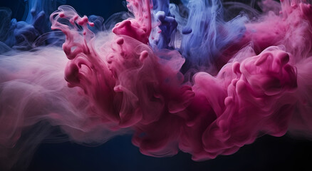 Aufkleber - Cloud of smoke on black background. A blue, purple smoke swirls in the air against a black background.