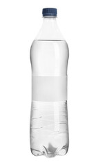Wall Mural - One plastic bottle with fresh water isolated on white