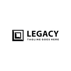 Initial Letter L LL Legacy with Modern Square Geometric Line Art Logo Design