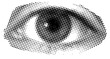 © N2 - Retro halftone collage elements, halftone effect design, eye retro design